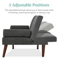 thumbnail image 4 of Best Choice Products Fabric Upholstered Convertible Futon w/ Rounded Armrests, Wooden Legs, 2 Cupholders - Charcoal, 4 of 8