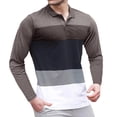 thumbnail image 1 of Blusa y camisa informal de manga larga con cuello vuelto para hombre, con solapa y botones, a rayas, de licra, 1 of 7