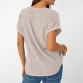 thumbnail image 5 of KDDYLITQ Tops for Women Short Sleeve Knit Lightweight Sweater Shirts V Neck Ribbed Spring Tees Casual Business Blouses Beige S, 5 of 6