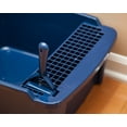 IRIS USA, Hooded Cat Litter Box with Grate and Scoop, Navy