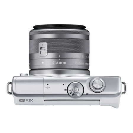 Canon EOS M200 - Digital camera - mirrorless - 24.1 MP - APS-C - 4K / 25 fps - 3x optical zoom EF-M 15-45mm IS STM lens - Wi-Fi, Bluetooth - white