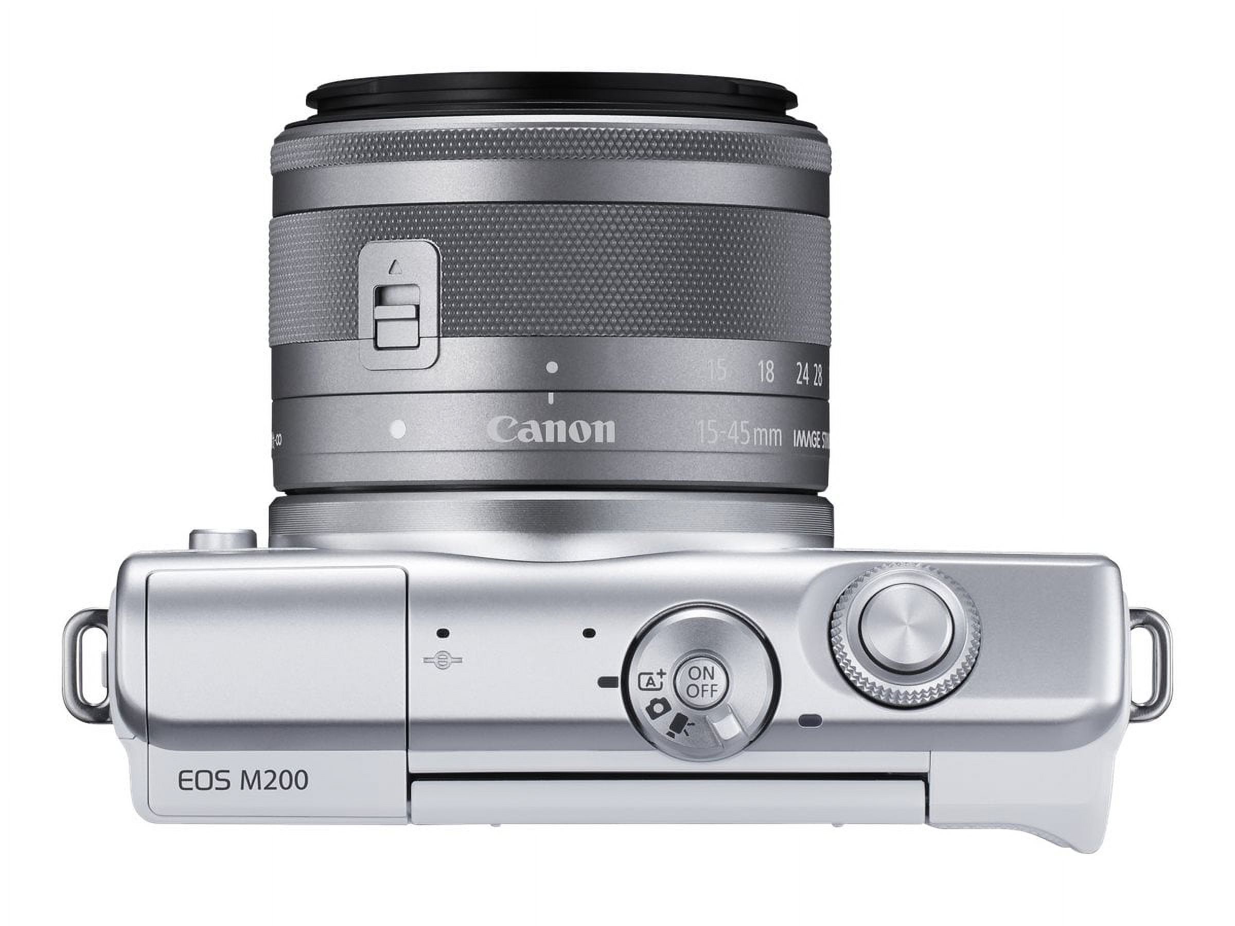 Canon EOS M200 - Digital camera - mirrorless - 24.1 MP - APS-C - 4K / 25 fps - 3x optical zoom EF-M 15-45mm IS STM lens - Wi-Fi, Bluetooth - white - image 3 of 3