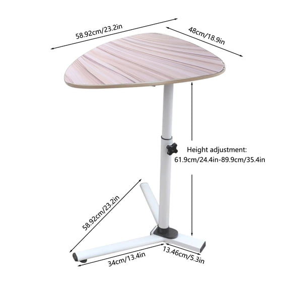 360° Rotatable Adjustable Height Bedside Table | Modern Triangle Stand | Lifting Moveable Sofa Side Laptop Desk for Home & Office