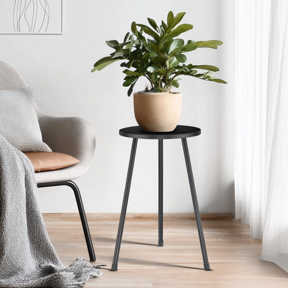 Lolikit Indoor Plant Stand,20" Tall Plant Holder Plant Table for Pots, Modern Home Decor Small Round Side End Table,Black