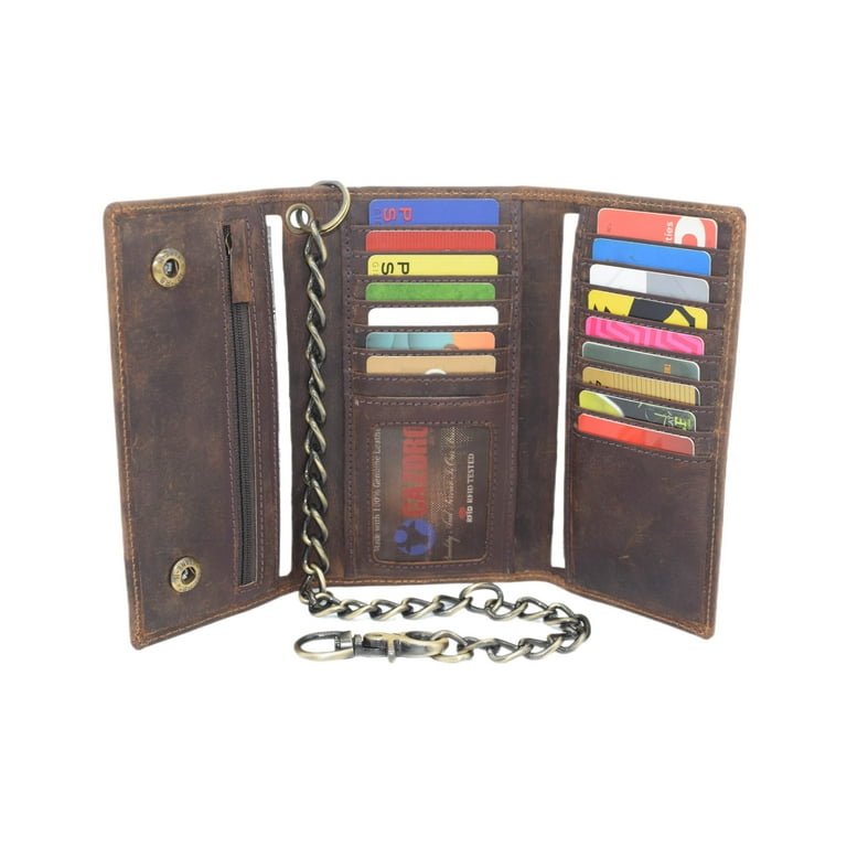 CAZORO USA Motorcycle Chain Wallet for Men 100% Natural Genuine