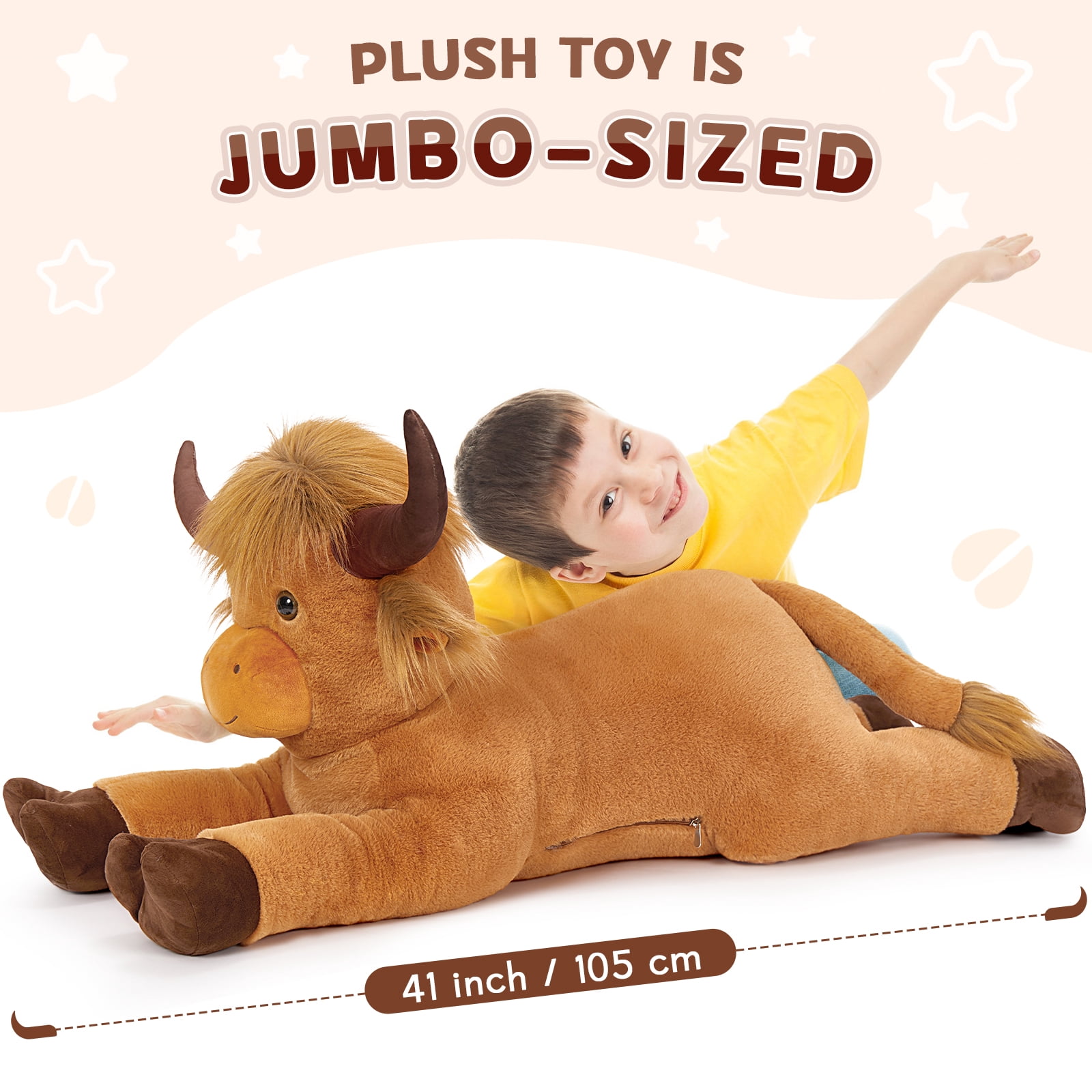 MaoGoLan 41 inch Large Highland Cow Stuffed Animal Giant Hyland Cow Plush Scottish Cattle Stuffed Toy