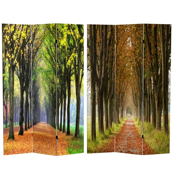 Oriental Furniture 6 ft. Tall Autumn Footpath Canvas Room Divider - 3 Panel