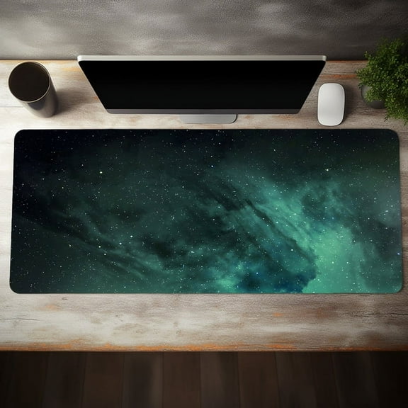 Devineresse Mouse Pad, Dark Green Mysterious Nebula Pattern Large Gaming Mouse Pad E-Sports Office Desk Mat Keyboard Pad Natural Rubber Non-Slip Computer Mouse Mat For Home Office Gift For Friend