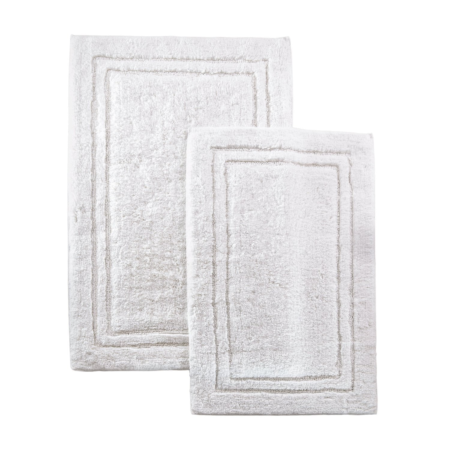 Solid 100 Combed Cotton NonSkid 2Piece Bath Rug Set White