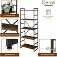 2 Pieces 5 Tiers Bookshelf Classically Tall Bookcase Shelf Industrial