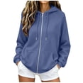 thumbnail image 3 of Women's Hoodies Sweatshirts Zip Up Casual Solid Sweat shirtsOversized Drawstring Hooded with Pockets Winter Clothing, 3 of 7