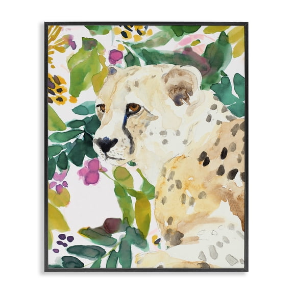 Stupell Industries Garden Plants Leopard Black Framed Giclee Art, design by Lanie Loreth