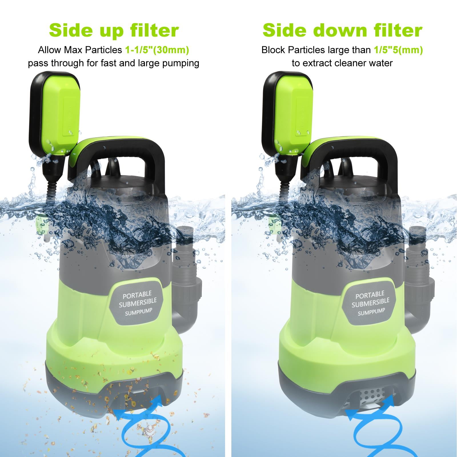 BaytoCare Sump Pump, 3500 GPH 1HP Submersible Clean/Dirty Water Pump