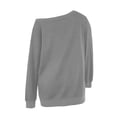thumbnail image 5 of yillto Women's off Shoulder Tops Long Sleeve Casual Shirts Loose Lightweight Sweatshirt Fashion Ruched Tunics, 5 of 6