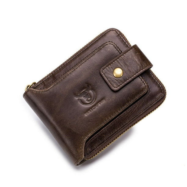 Billetera, Monedero para hombre, monedero con cremallera plegable, tarjetero Tomshoo Café