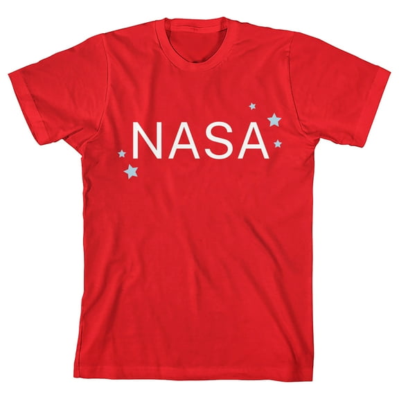 NASA Star Text Crew Neck Short Sleeve Red Youth Girl's T-shirt-Medium