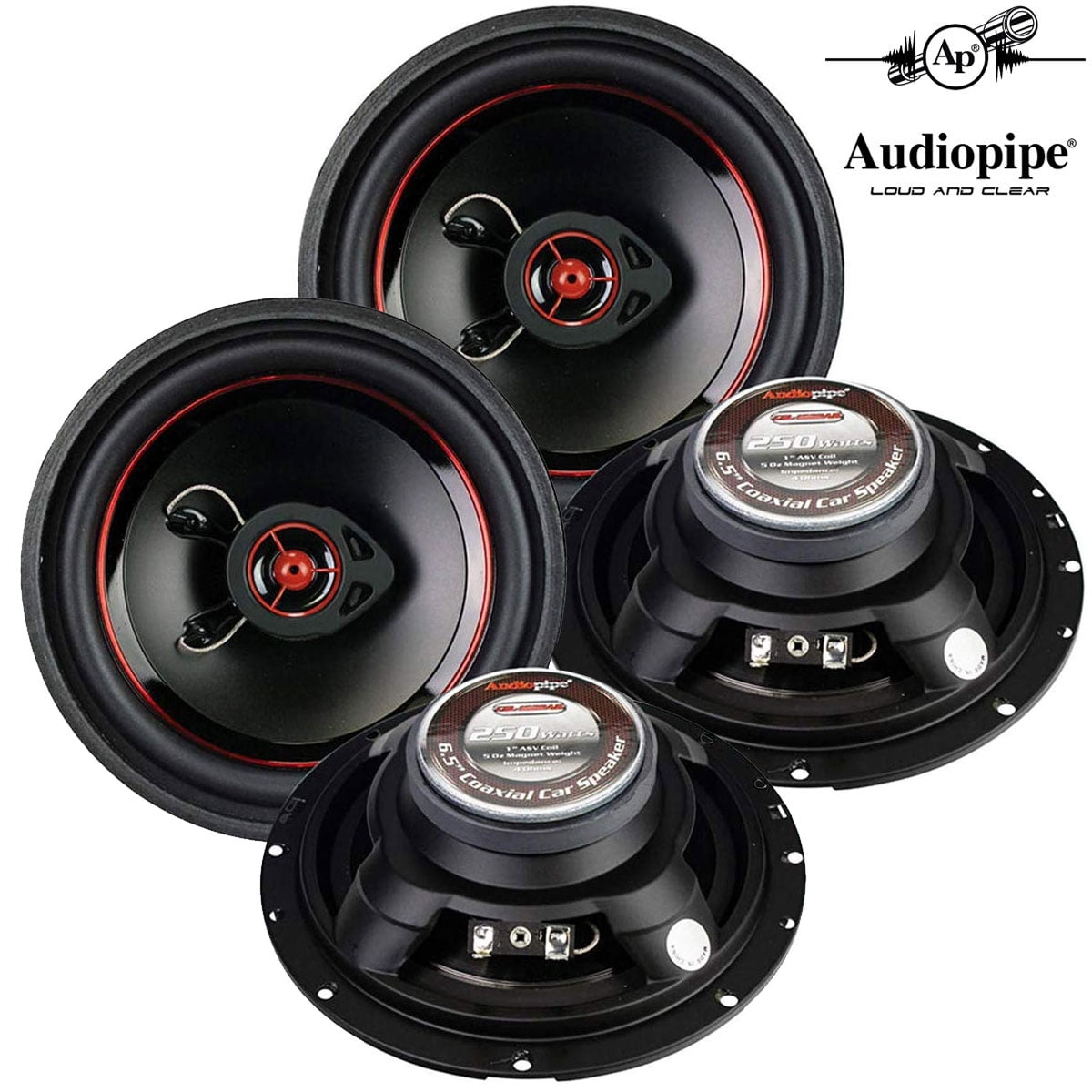 Audiopipe 6.5" 2Way CSL Series Slim Coaxial Car Speakers 250 Watts (2