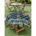 thumbnail image 4 of Outdoor Tablecloths with Umbrella Hole & Zipper, Dark Blue Flowers Round Tablecloth 54 Inch, Vintage Rustic Abstract Floral Aesthetic Waterproof Table Cloth, Patio/Pool/Picnic Table Covers, 4 of 8