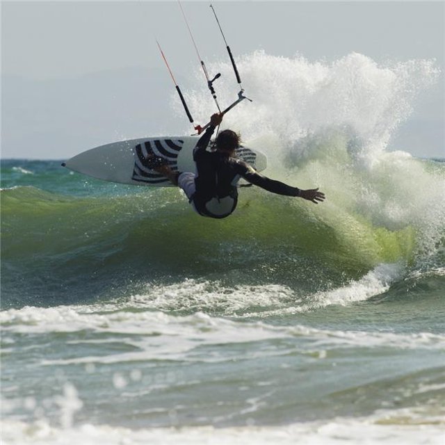 Kitesurfer Catching A Wave Poster Print, 24 x 24