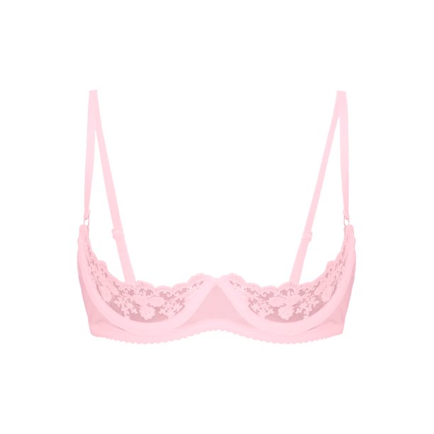 renvena Women's 1/4 Cup Lace Bra Mesh Underwired Unlined