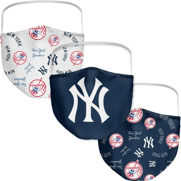 Adult Fanatics Branded New York Yankees All Over Logo Face Covering 3-Pack