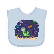 Inktastic I Love Space Cute Dinos and Planets Boys or Girls Baby Bib