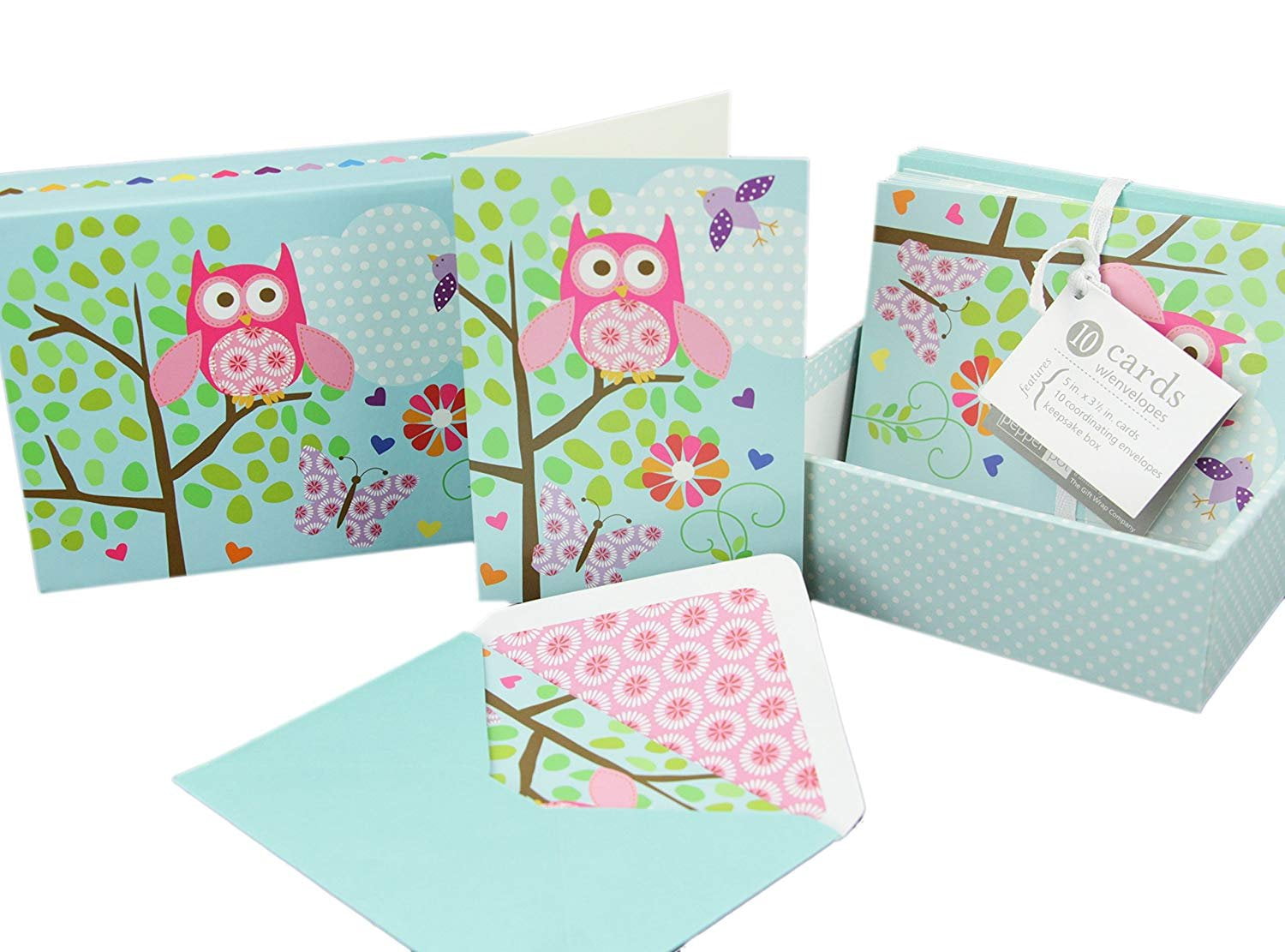 10 Blank Inside Note Cards and Matching Envelopes w/a Cute Keepsake Box
