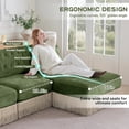 thumbnail image 3 of 106.1'' Modular Sectional Sofa, Chesterfield Velvet U-Shaped Couch, Upholstered 3-Seater Sofa with 2 Ottomans, Button Tufted, Tassel Fringe Skirt, Deep Couches for Living Room, Bedroom, Green, 3 of 11