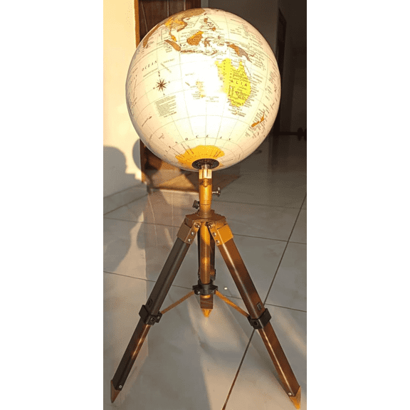 Vintage Look World Globe | 12 Inch On Wooden Tripod Stand Office Decor Home Decor