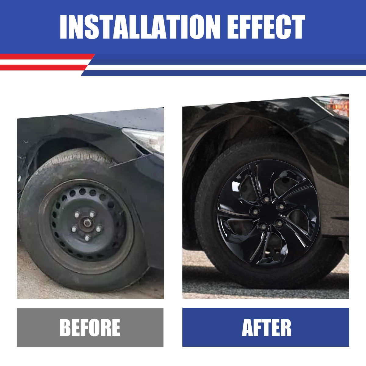 15 inch Set of 4 Hubcaps Fits for 2013 2014 2015 Honda Civic Sedan,2013 Honda Civic Coupe,Only Fit Iron Hub - Steel Wheel,Bolt on Installation,Black Lacquer