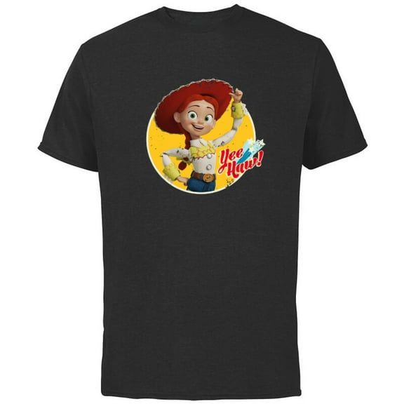 Disney Pixar Toy Story 4 Cowgirl Jessie Yee Haw T-Shirt - Short Sleeve Cotton T-Shirt for Adults - Customized-Black
