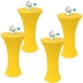 thumbnail image 1 of 4 Pcs Nappe de Cocktail Ronde Dorée 24x43 Pouces Ajustée Extensible Haute pour Table de Cocktail pour Banquet Bar Fête Pub Mariage Intérieur Extérieur, 1 of 7