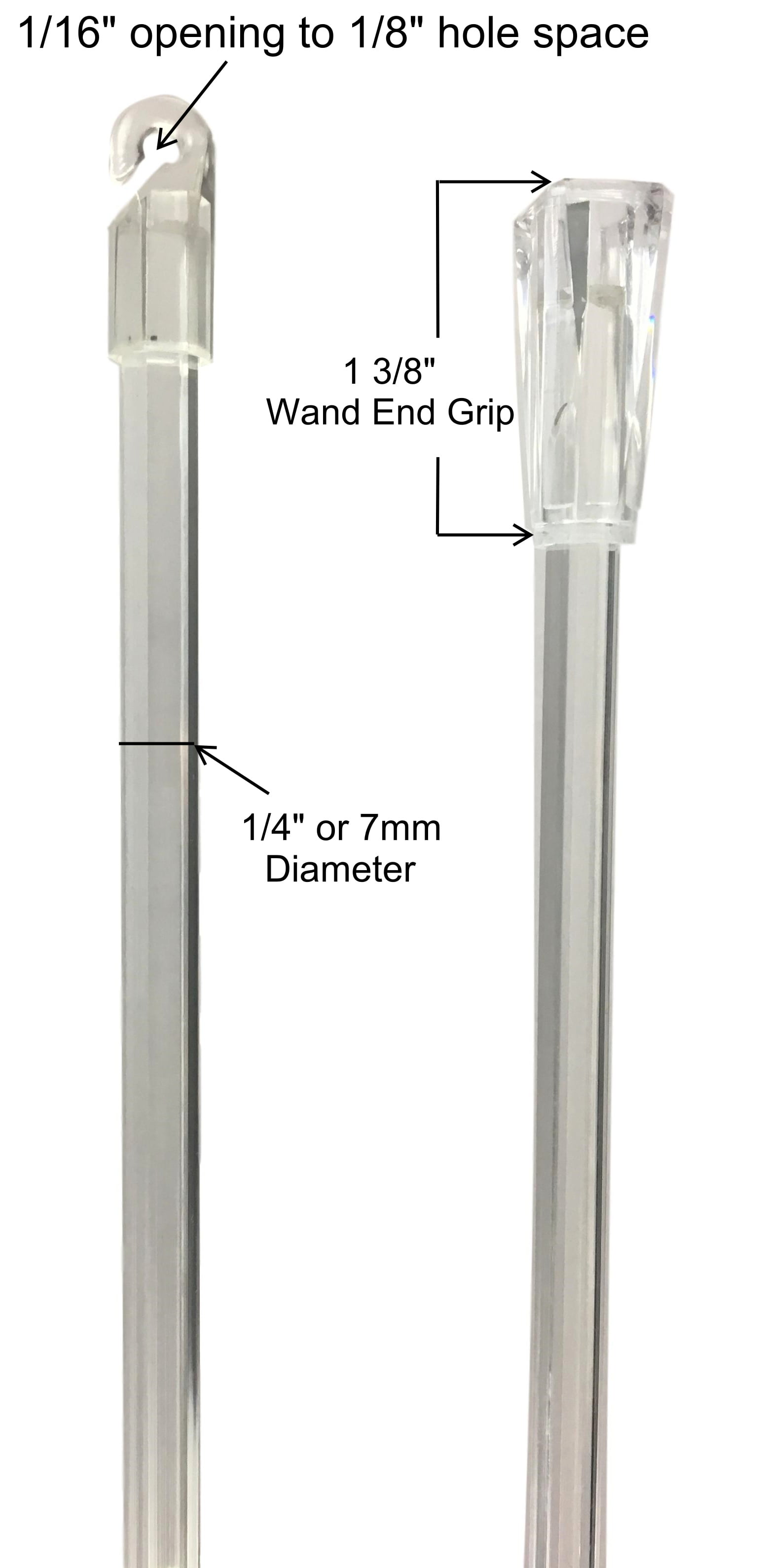 1 Piece Pack 30 Inch Long Clear Blind Tilt Wand Replacement with Hook and Grip 