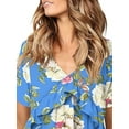 thumbnail image 3 of DYMADE Women Plus Size Short Sleeve Deep V Printed Ruffle Sexy Dress, 3 of 4