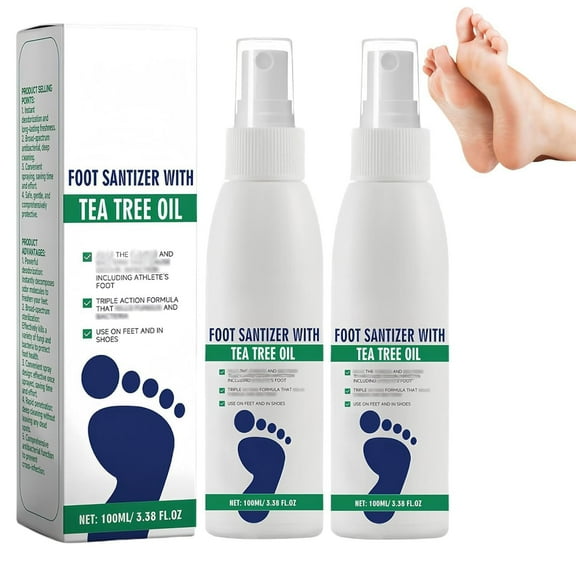 WLDAK 2PCS Tea Tree Oil Foot Sanitizer Spray, 3.5 oz, Clear Odor Control & Refreshing Spray for Athlete's Foot, Freshens & Deodorizes Feet, Fast-Drying, Travel Size for Men & Women