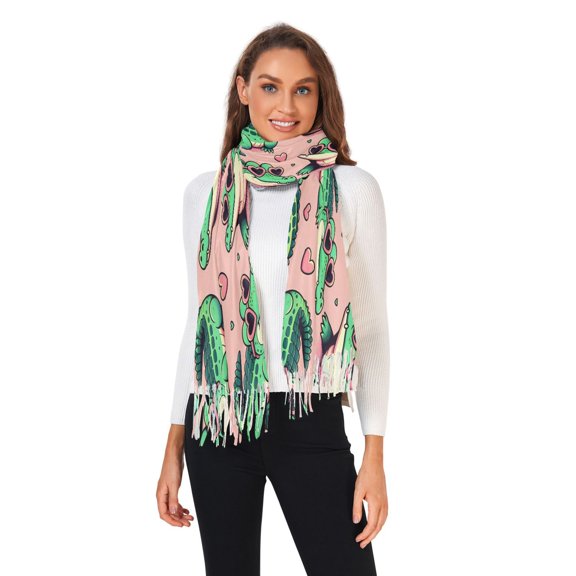 Winter Scarves for Women Crocodiles with Heart Glasses Fashion Pashmina Shawl Wraps Long Blanket Scarf for Fall Spring