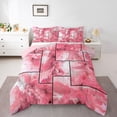 thumbnail image 2 of jejeloiu Pink Marble Patchwork Art Full Size Comforter Sets Kids,Abstract Print Bedding Sets,Reversible,3-Piece, 2 of 8