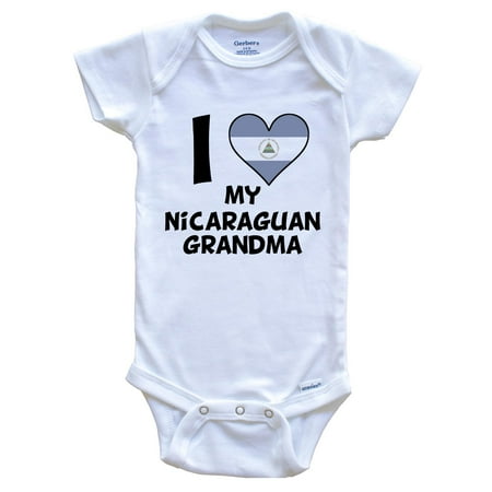 

I Heart My Nicaraguan Grandma Nicaragua Flag Baby Bodysuit 0-3 Months White