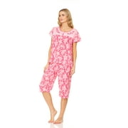 5202C Womens Capri Set Sleepwear Pajamas Woman Sleep Nightshirt Pink L