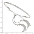 thumbnail image 3 of Finest Gold Sterling Silver Polished Diamond-Cut with Tassels Adjustable Bangle Bracelet, 3 of 3