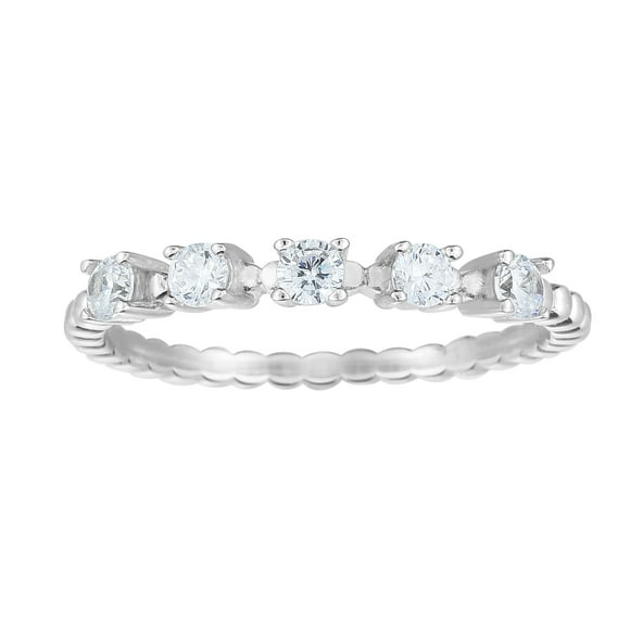 Sterling Silver With Cubic Zirconia Women's Ring, Size 7