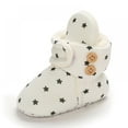 thumbnail image 6 of Newborn Baby Boy Girl Soft Fleece Booties Christmas Shoes Stay On Infant Slippers Socks Shoe Non Skid Gripper Toddler First Walkers Winter Ankle Crib Shoes (Stars Print), 6 of 9