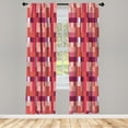 thumbnail image 3 of Ambesonne Peach Curtains, Geometric Square Colorful, Pair of 28"x63", Purple Coral, 3 of 5