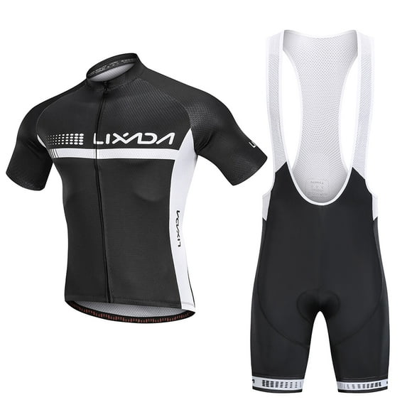 Lixada Summer Cycling Jersey Set Short Sleeve Bicycle Shirt and Padded Bib Shorts Breathable MTB Bike Riding Biking Cycling Suit