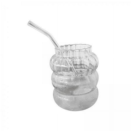 DOMELAY 5xGlass Sippy Cup with Straw Iced Coffee Cup for Travel Home Kitchen 650mL
