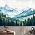 thumbnail image 3 of Nature Forest Mountain Tapestry Green Misty Pine Tree Wall Tapestry for Bedroom Aesthetic Watercolor Woods Landscape Small Tapestries Wall Hanging for Living Room Dorm Decor 80 x 60 Inch, 3 of 7