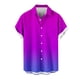 thumbnail image 2 of Camisas de Manga Corta de Botón para Hombre, Blusa de Moda Casual de Impresión de Gradiente de Cuello de Vuelta Hecha de 95% Poliéster 5% Spandex para el Verano, Camisas de Verano para Hombre, 2 of 4