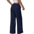 thumbnail image 3 of Women'S Palazzo Pants Summer High Waisted Wide Leg Drawstring Flowy Beach Trousers with Pockets, 3 of 7