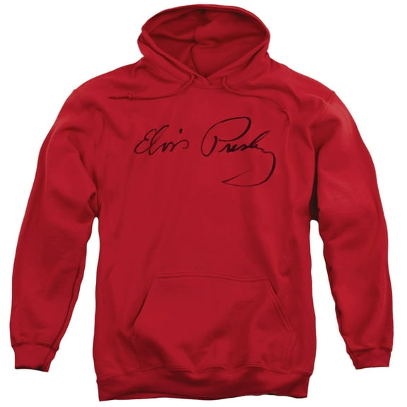 Elvis Presley Signature Sketch Adult Pullover Hoodie Sweatshirt Red