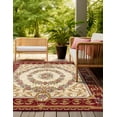 thumbnail image 3 of Unique Loom Outdoor Traditional Collection Area Rug - Palazzo (7' 10" Square Burgundy Red and Ivory/Gold), 3 of 9